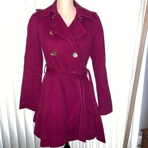 Express Double Breasted Fuchsia Trench Coat